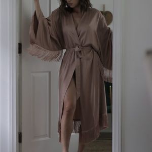 Lunya Silk robe with fringe